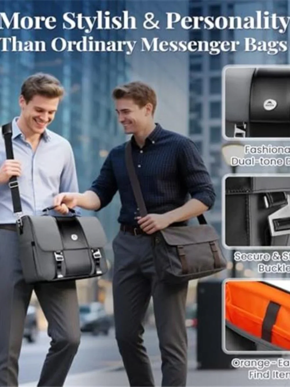 Men Business Briefcase 15.6 Inch PU Leather Messenger Bags Laptop Travel Bag